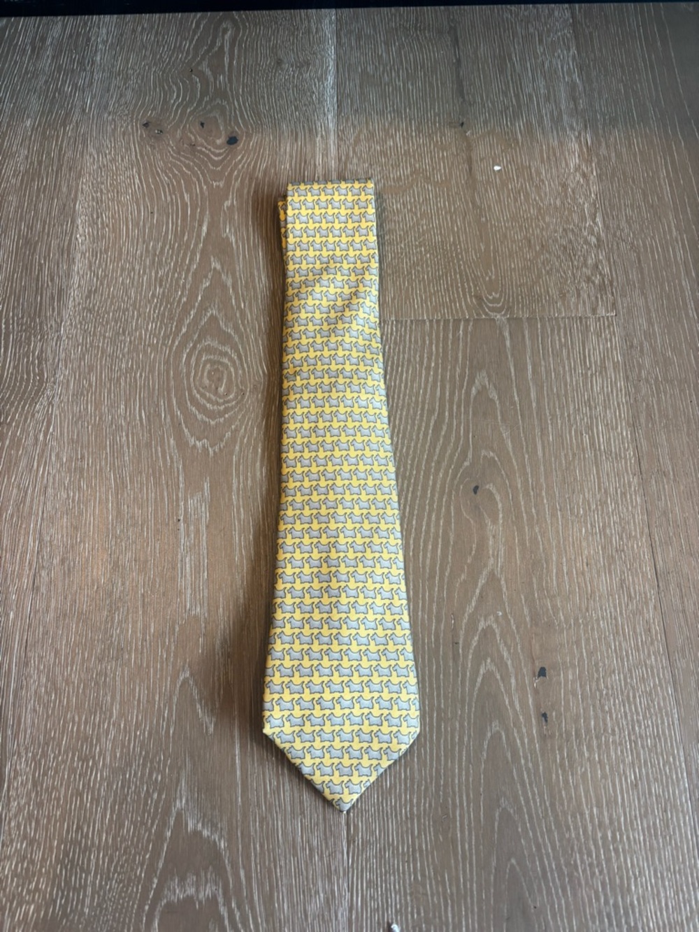 Loewe Yellow Geometric Scottie Dog Silk Tie